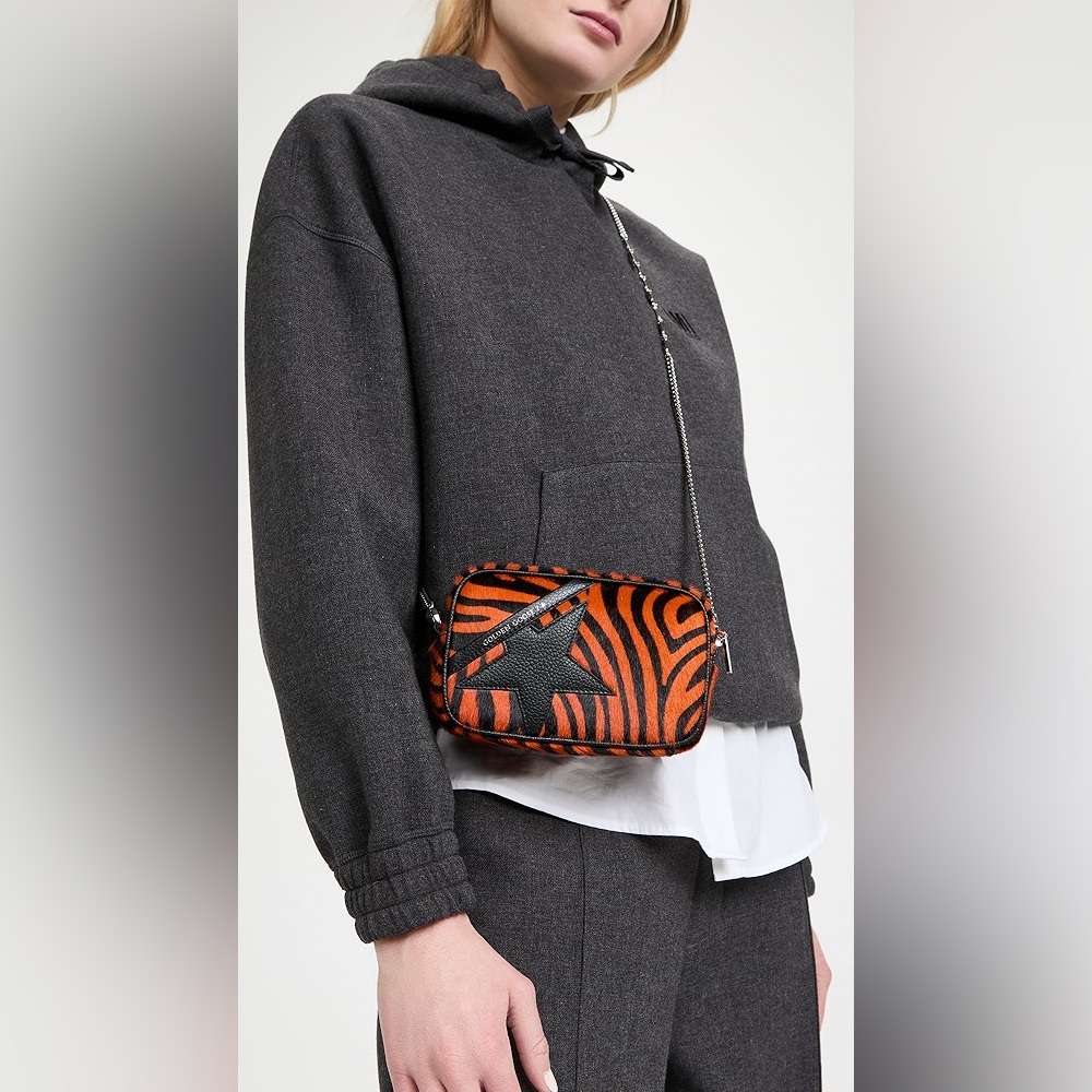 Golden Goose Orange and Black Zebra Print Star Crossbody Bag - Picture 2 of 7